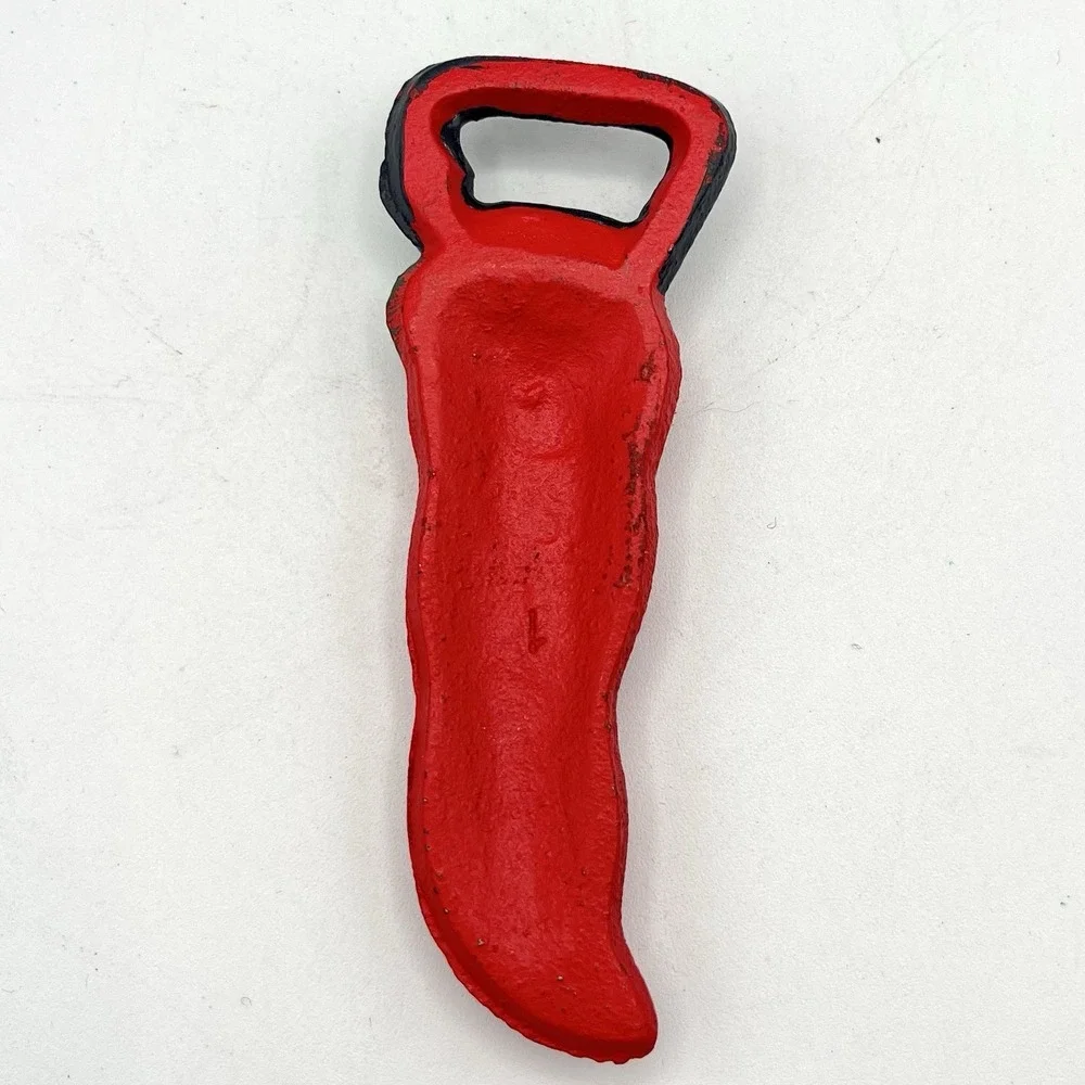 Vintage Bottle Opener Cast Iron Red Chili Pepper Barware